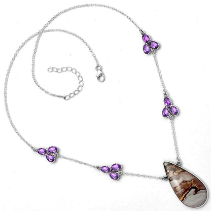 Natural Coffee Bean Jasper & Amethyst Necklace N-1004 SDN1415