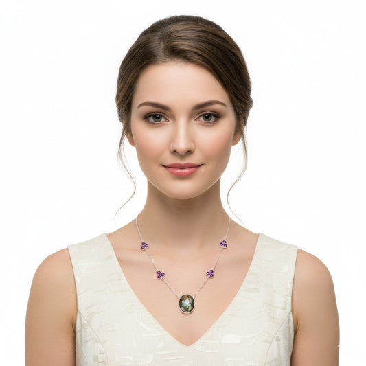 Copper Abalone Shell & Amethyst Necklace N-1004 SDN1416