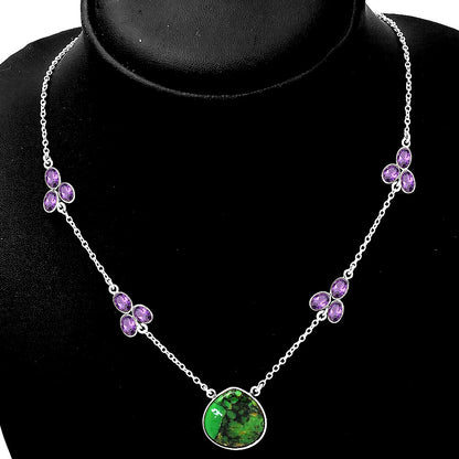 Green Matrix Turquoise & Amethyst Necklace N-1004 SDN1419