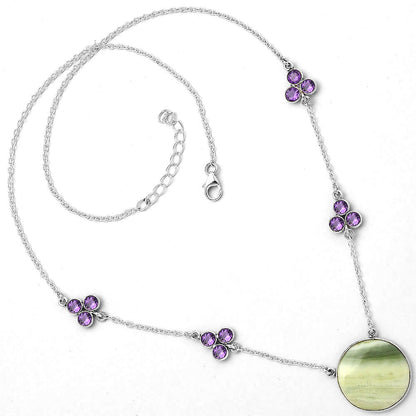 Natural Serpentine & Amethyst Necklace N-1004 SDN1420