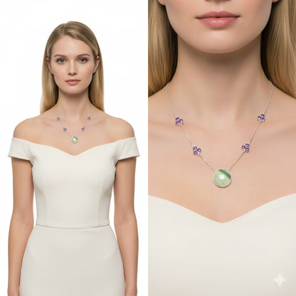 Natural Serpentine & Amethyst Necklace N-1004 SDN1420