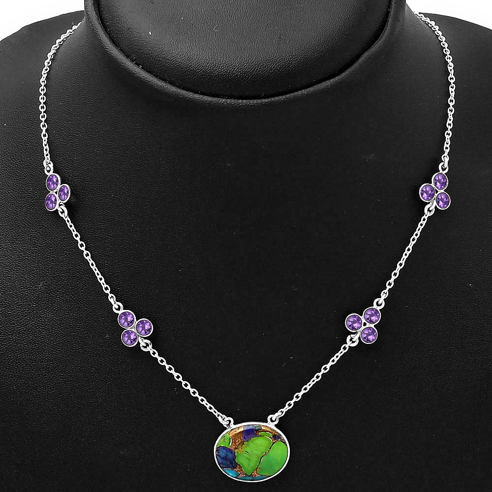 Multi Copper Turquoise & Amethyst Necklace N-1004 SDN1423