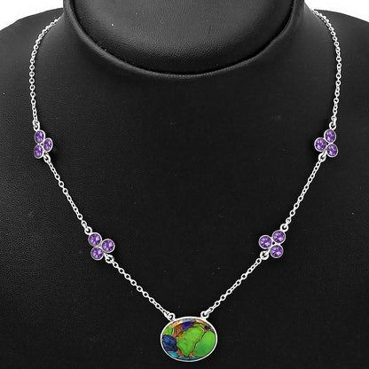 Multi Copper Turquoise & Amethyst Necklace N-1004 SDN1423