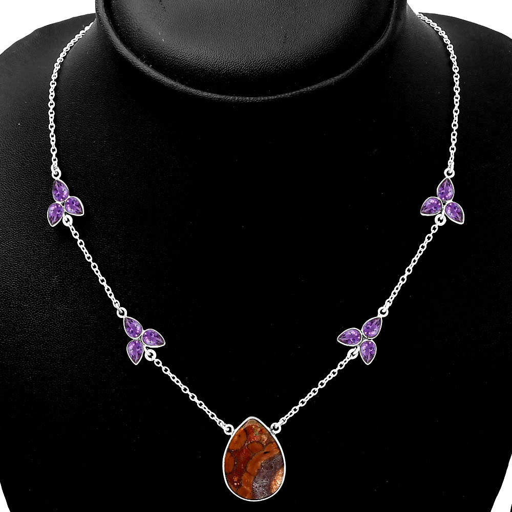 Natural Mexican Bird Eye & Amethyst Necklace N-1004 SDN1424