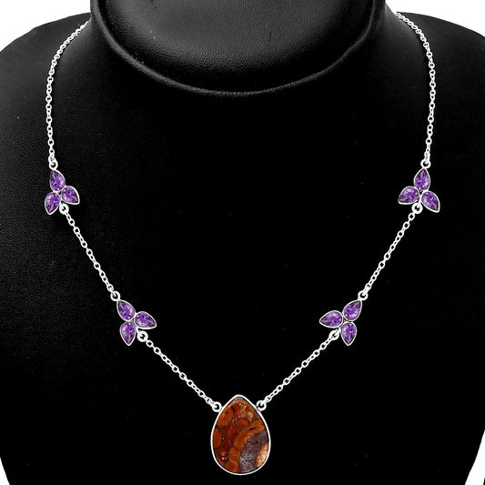 Natural Mexican Bird Eye & Amethyst Necklace N-1004 SDN1424