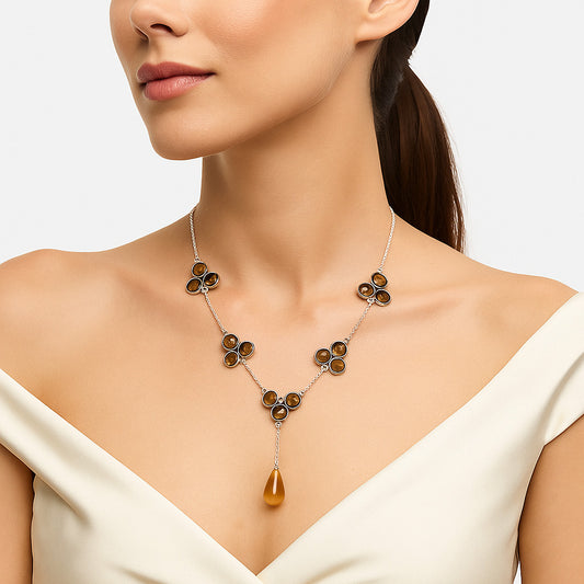 Citrine Briolette Drop & Smoky Quartz Necklace N-1005 SDN1440
