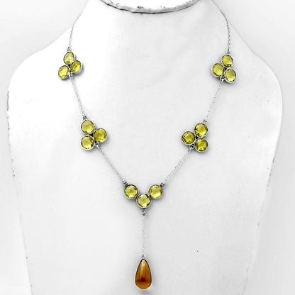 Citrine Briolette Drop & Lemon Quartz Necklace N-1005 SDN1451
