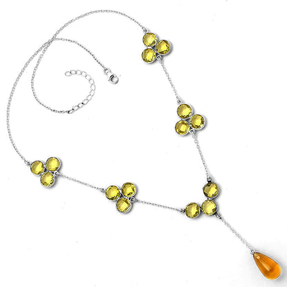 Citrine Briolette Drop & Lemon Quartz Necklace N-1005 SDN1451