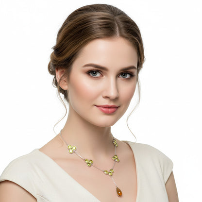 Citrine Briolette Drop & Lemon Quartz Necklace N-1005 SDN1451