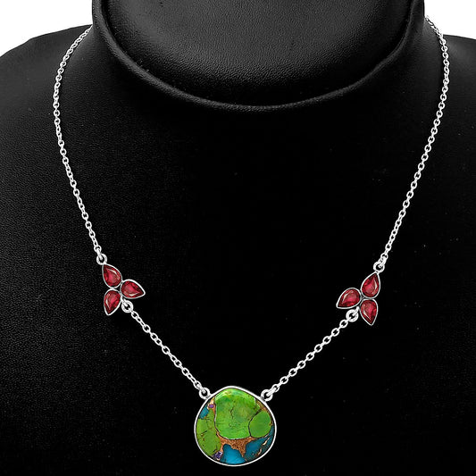 Multi Copper Turquoise & Garnet Necklace N-1002 SDN1457