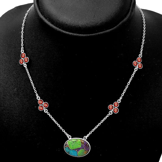 Multi Copper Turquoise & Garnet Necklace N-1004 SDN1458