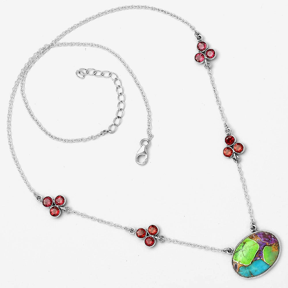 Multi Copper Turquoise & Garnet Necklace N-1004 SDN1458