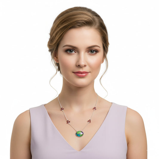 Multi Copper Turquoise & Garnet Necklace N-1004 SDN1458