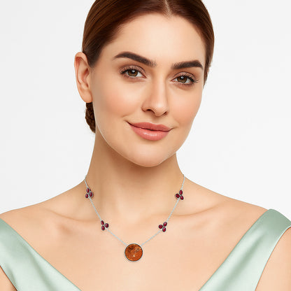 Natural Red Sponge Coral & Garnet Necklace N-1004 SDN1462