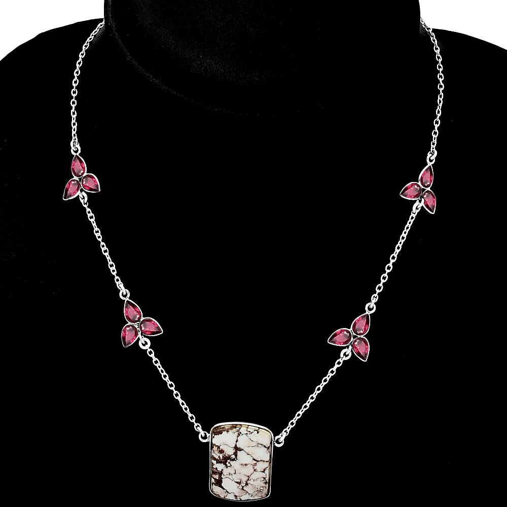Natural Wild Horse Jasper & Garnet Necklace N-1004 SDN1464