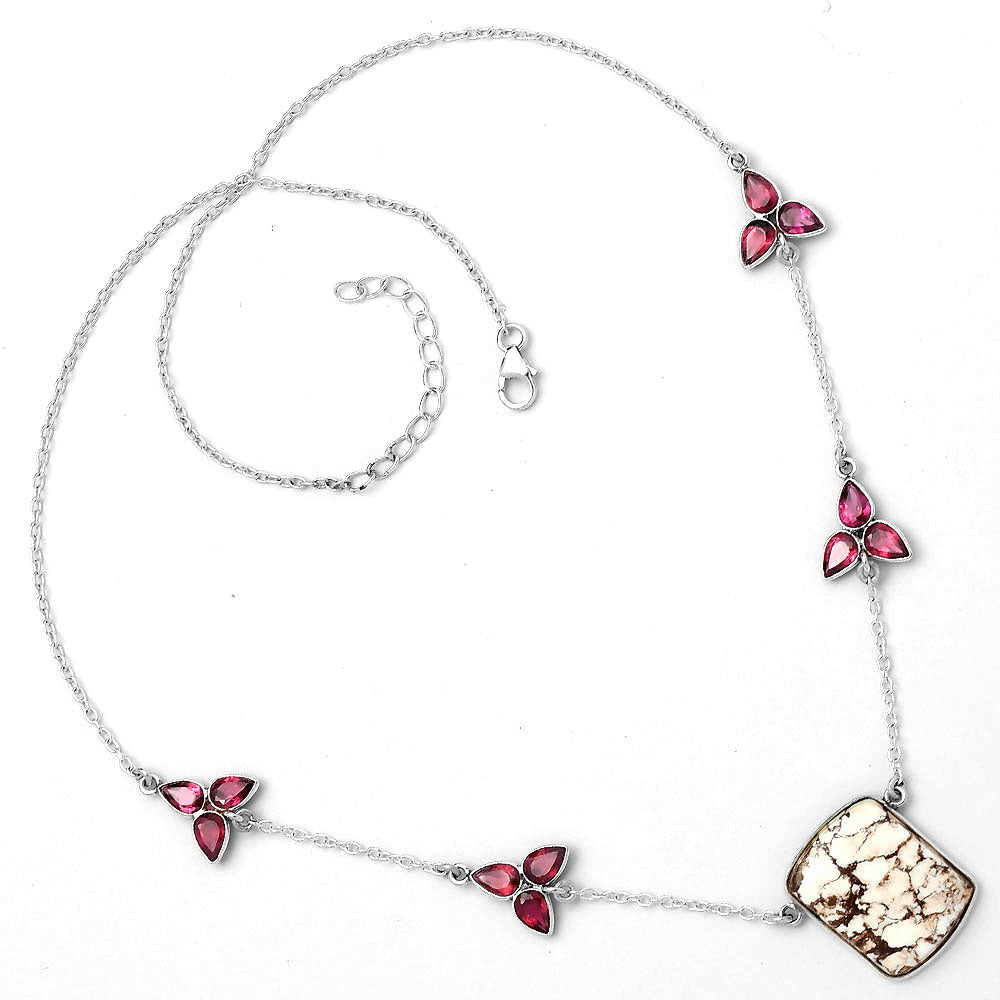 Natural Wild Horse Jasper & Garnet Necklace N-1004 SDN1464