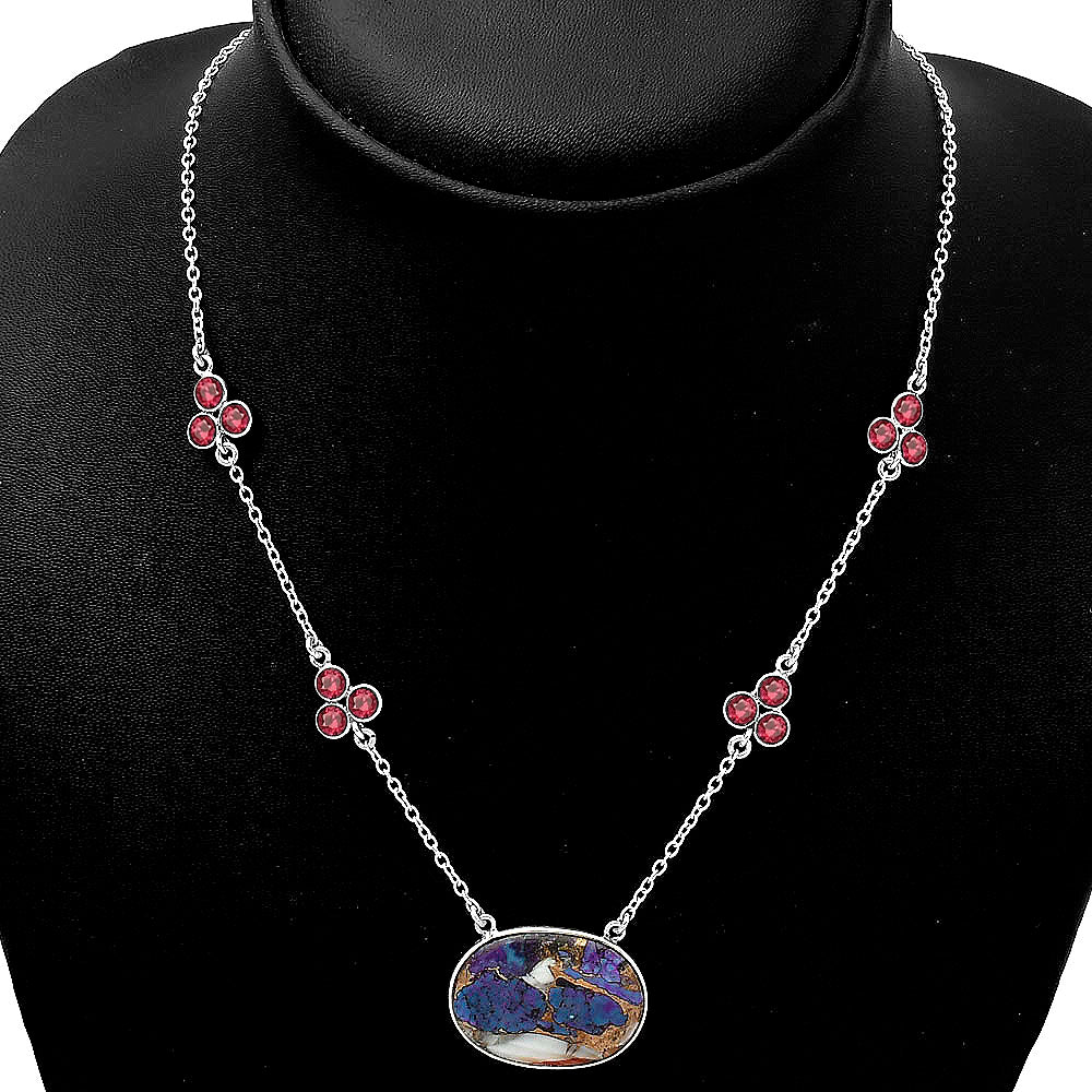 Spiny Oyster Turquoise & Garnet Necklace N-1004 SDN1465