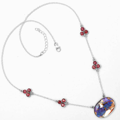 Spiny Oyster Turquoise & Garnet Necklace N-1004 SDN1465