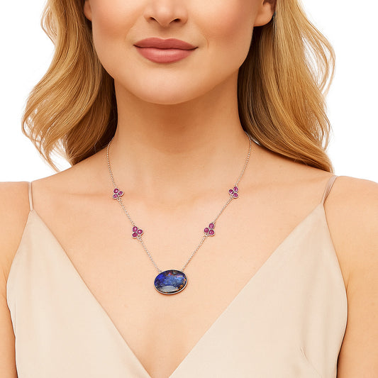 Spiny Oyster Turquoise & Garnet Necklace N-1004 SDN1465