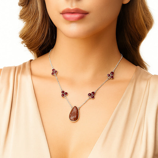 Rosetta Picture Jasper & Garnet Necklace N-1004 SDN1470