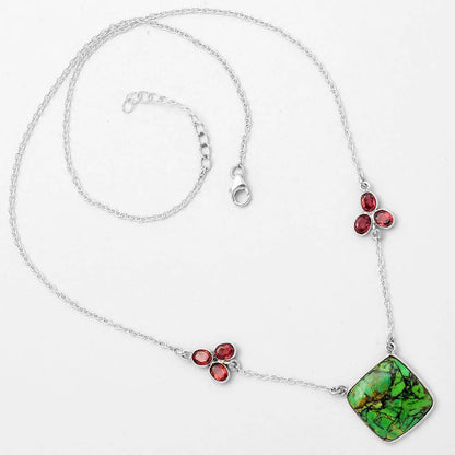 Green Matrix Turquoise & Garnet Necklace N-1002 SDN1472