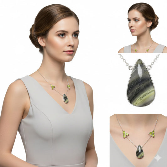 Lemon Chrysocolla - Brazil & Peridot Necklace N-1002 SDN1478