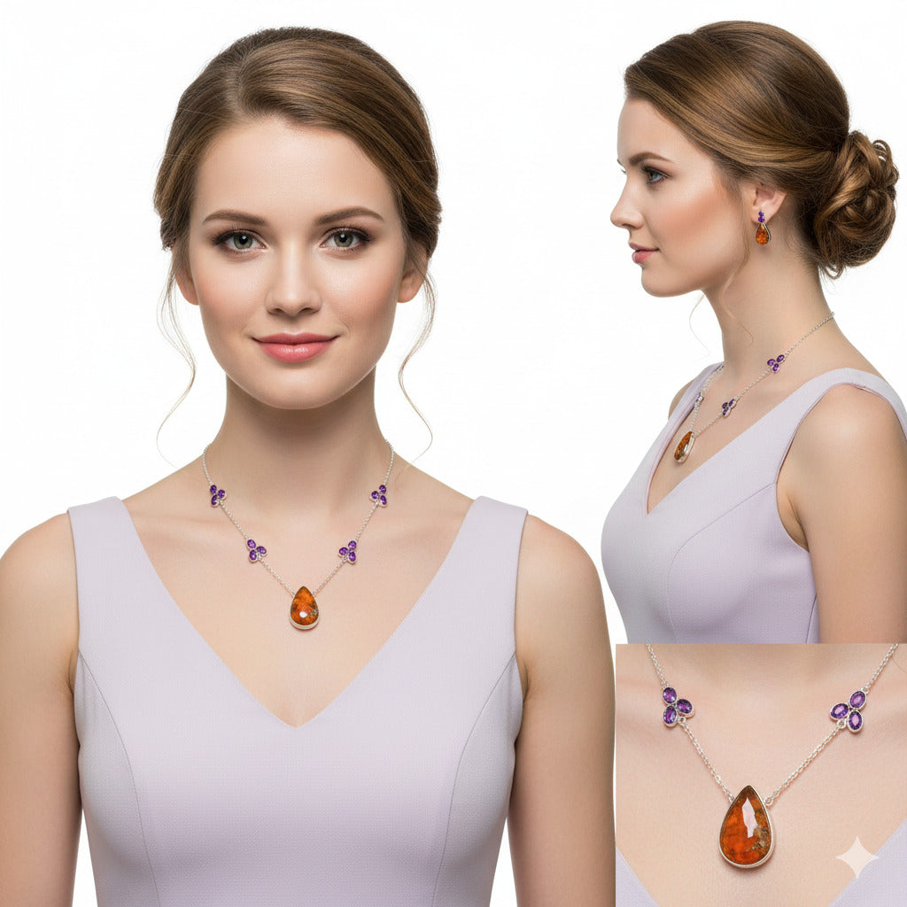 Rare Cady Mountain Agate & Amethyst Necklace N-1004 SDN1516