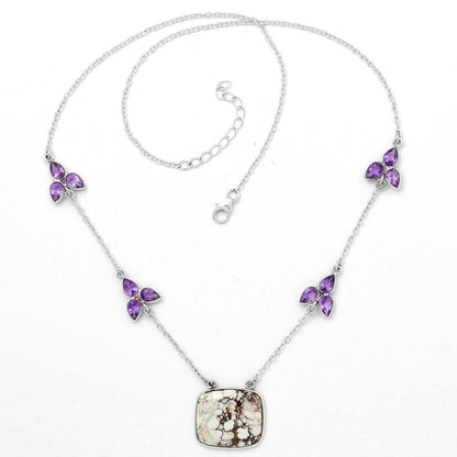 Natural Wild Horse Jasper & Amethyst Necklace N-1004 SDN1520