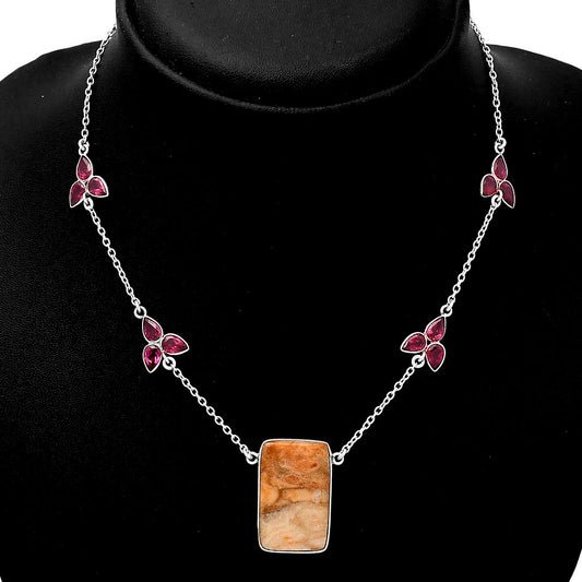 Natural Coral Jasper & Garnet Necklace N-1004 SDN1538