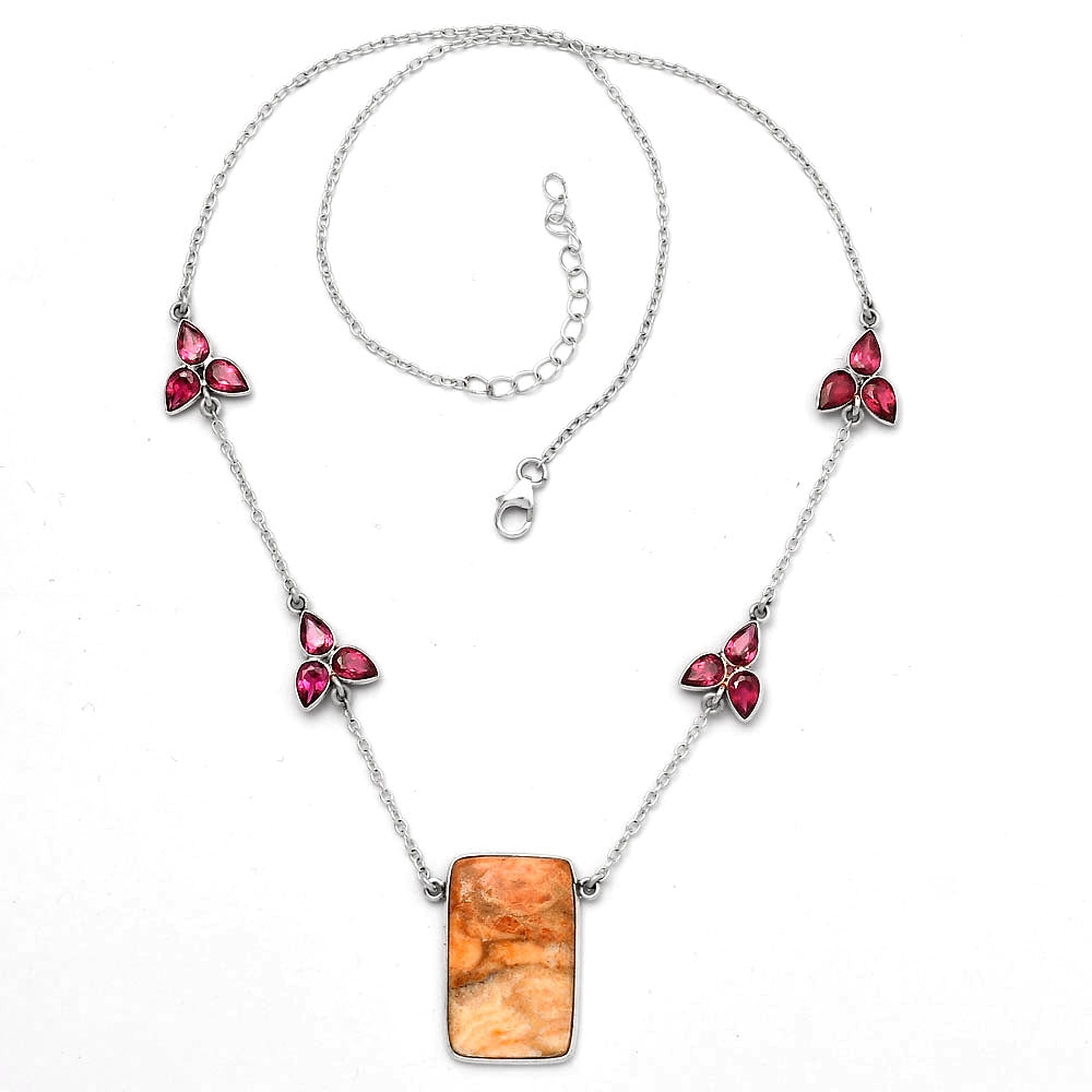 Natural Coral Jasper & Garnet Necklace N-1004 SDN1538