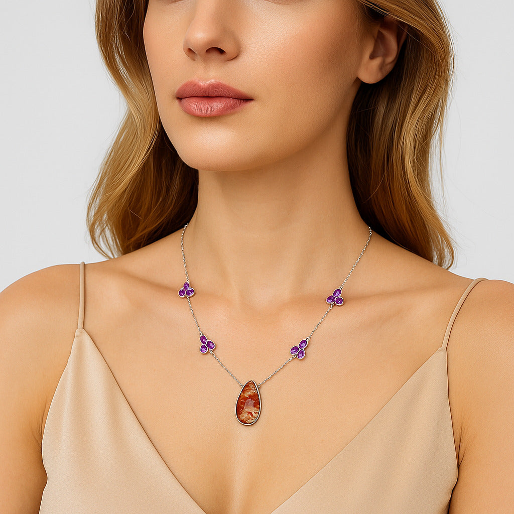 Rosetta Picture Jasper & Amethyst Necklace N-1004 SDN1558