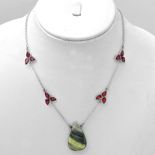 Natural Serpentine & Garnet Necklace N-1004 SDN1563