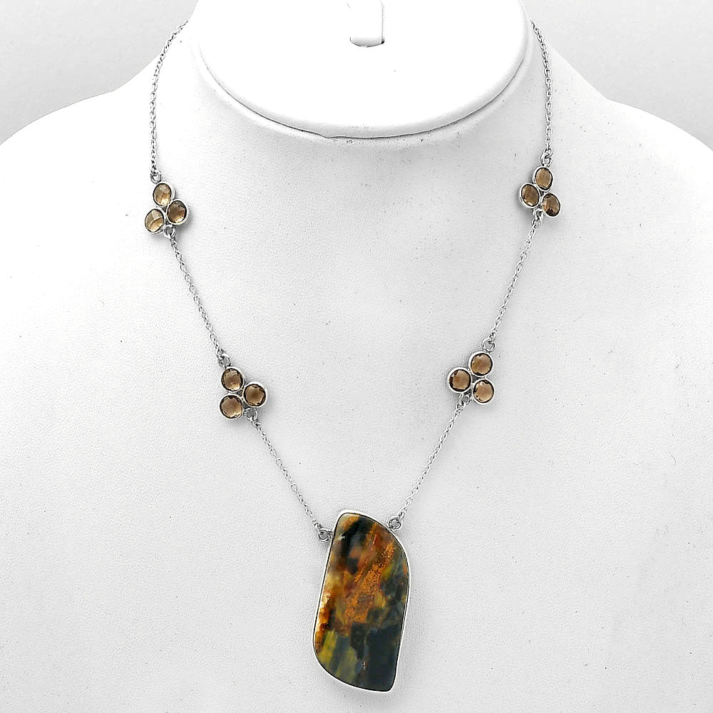 Pietersite - Namibia & Smoky Quartz Necklace N-1004 SDN1581