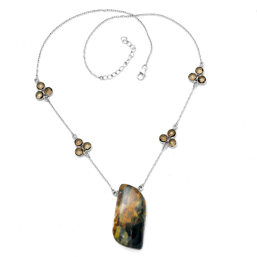 Pietersite - Namibia & Smoky Quartz Necklace N-1004 SDN1581