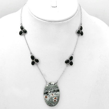 Natural Hornblende & Black Onyx Necklace N-1004 SDN1595