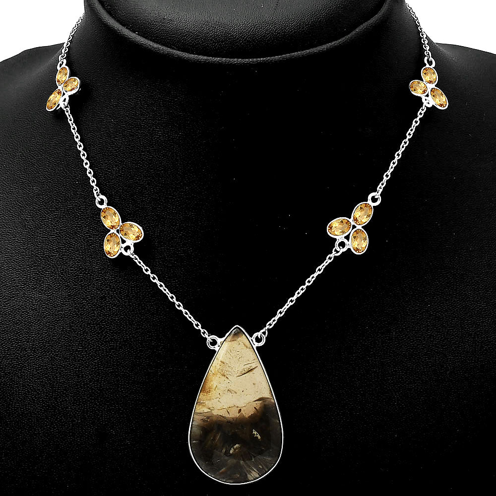 Natural Bat Cave Jasper & Citrine Necklace N-1004 SDN1601