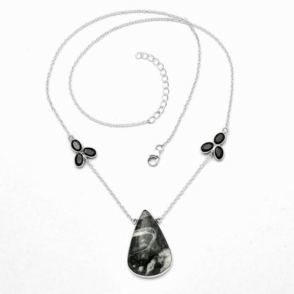 Mexican Cabbing Fossil & Black Onyx Necklace N-1002 SDN1639