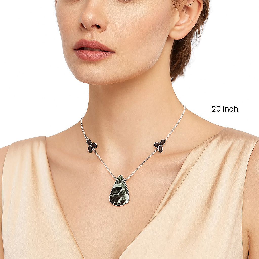Mexican Cabbing Fossil & Black Onyx Necklace N-1002 SDN1639
