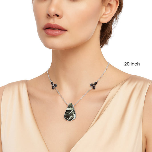 Mexican Cabbing Fossil & Black Onyx Necklace N-1002 SDN1639