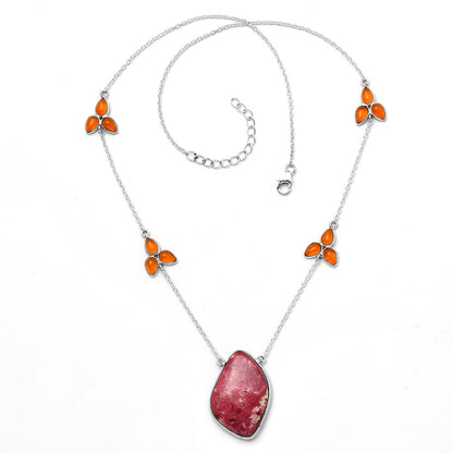 Pink Thulite - Norway & Carnelian Necklace N-1004 SDN1647