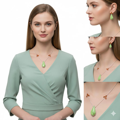 Lemon Chrysoprase & Carnelian Necklace N-1004 SDN1654