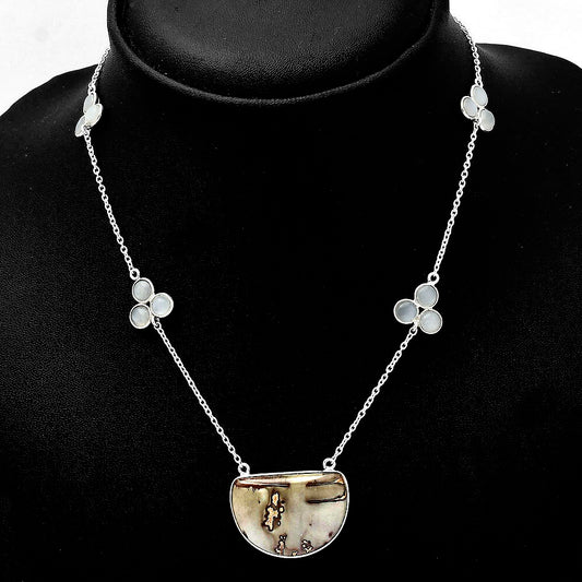 Coffee Bean Jasper & Srilankan Moonstone Necklace N-1004 SDN1657
