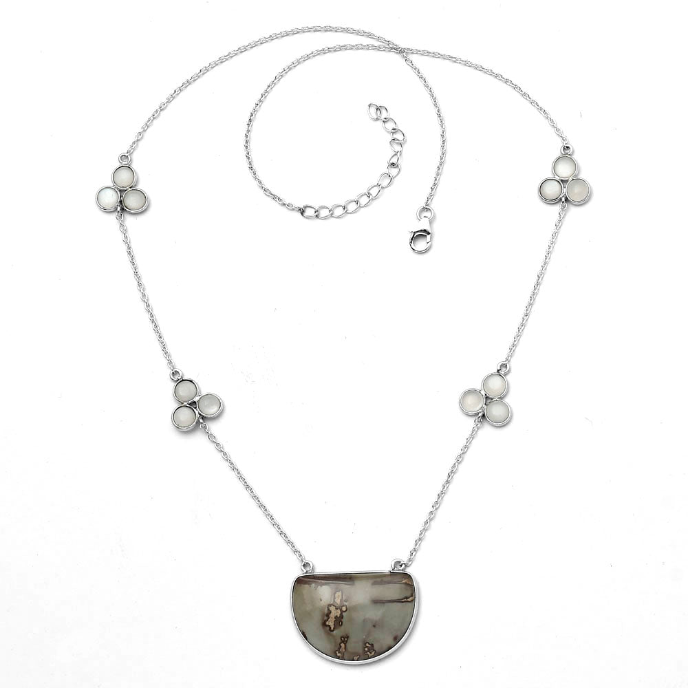 Coffee Bean Jasper & Srilankan Moonstone Necklace N-1004 SDN1657