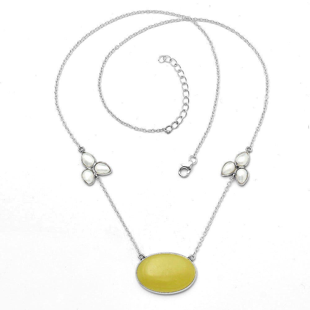 Natural Cloudy Prehnite & Pearl Necklace N-1002 SDN1660