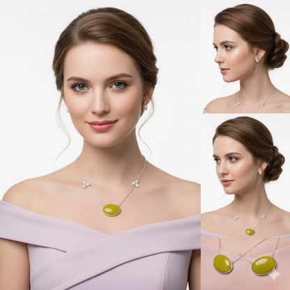 Natural Cloudy Prehnite & Pearl Necklace N-1002 SDN1660