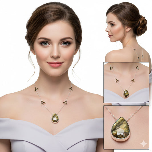 Copper Abalone Shell & Smoky Quartz Necklace N-1004 SDN1661