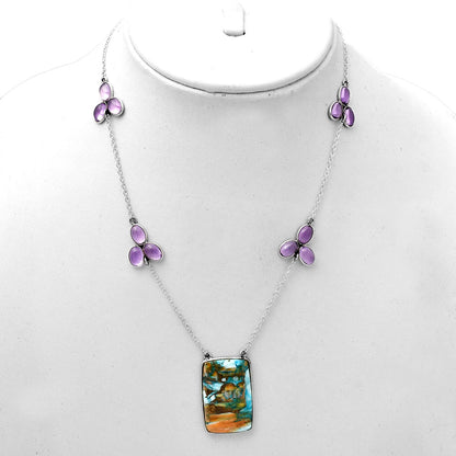 Spiny Oyster Turquoise & Amethyst Necklace N-1004 SDN1667