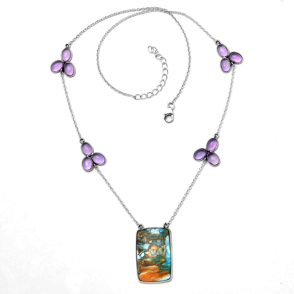 Spiny Oyster Turquoise & Amethyst Necklace N-1004 SDN1667