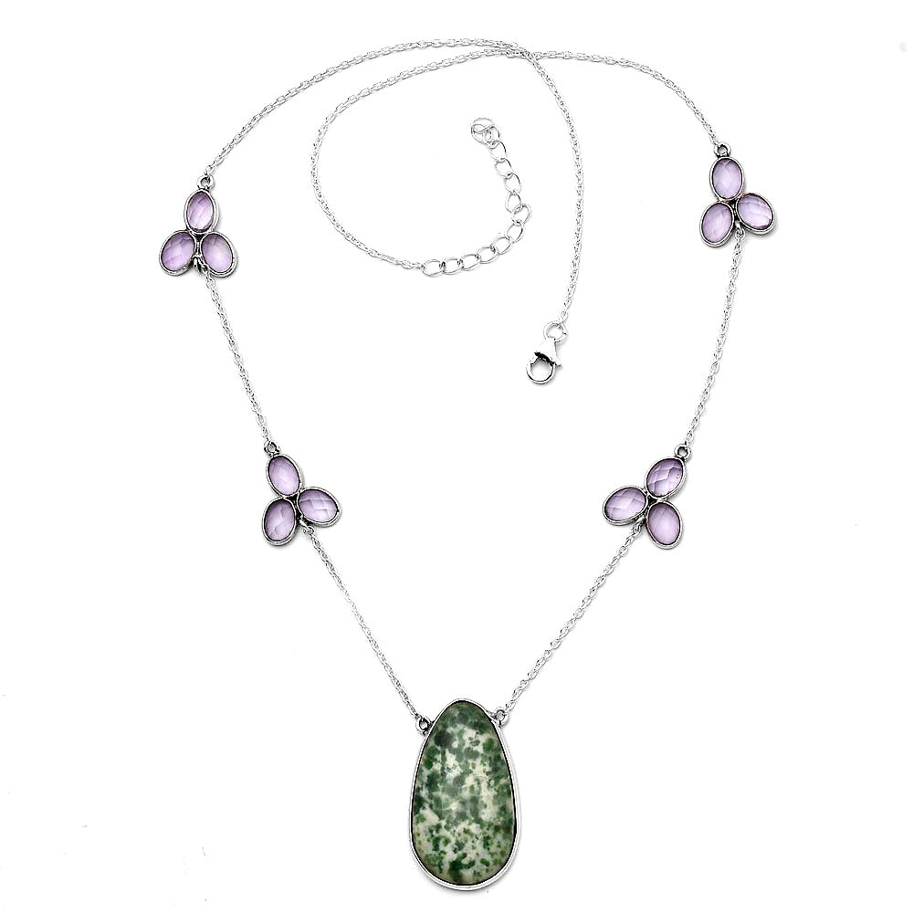 Natural Dioptase & Amethyst Necklace N-1004 SDN1669