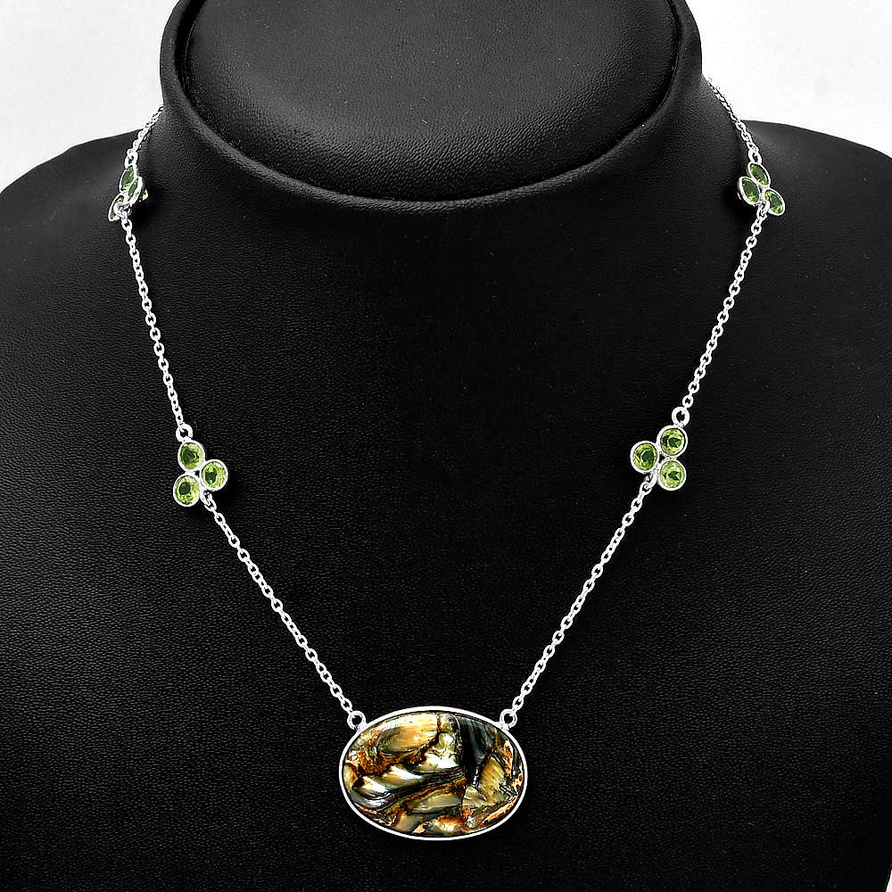 Copper Abalone Shell & Peridot Necklace N-1004 SDN1681